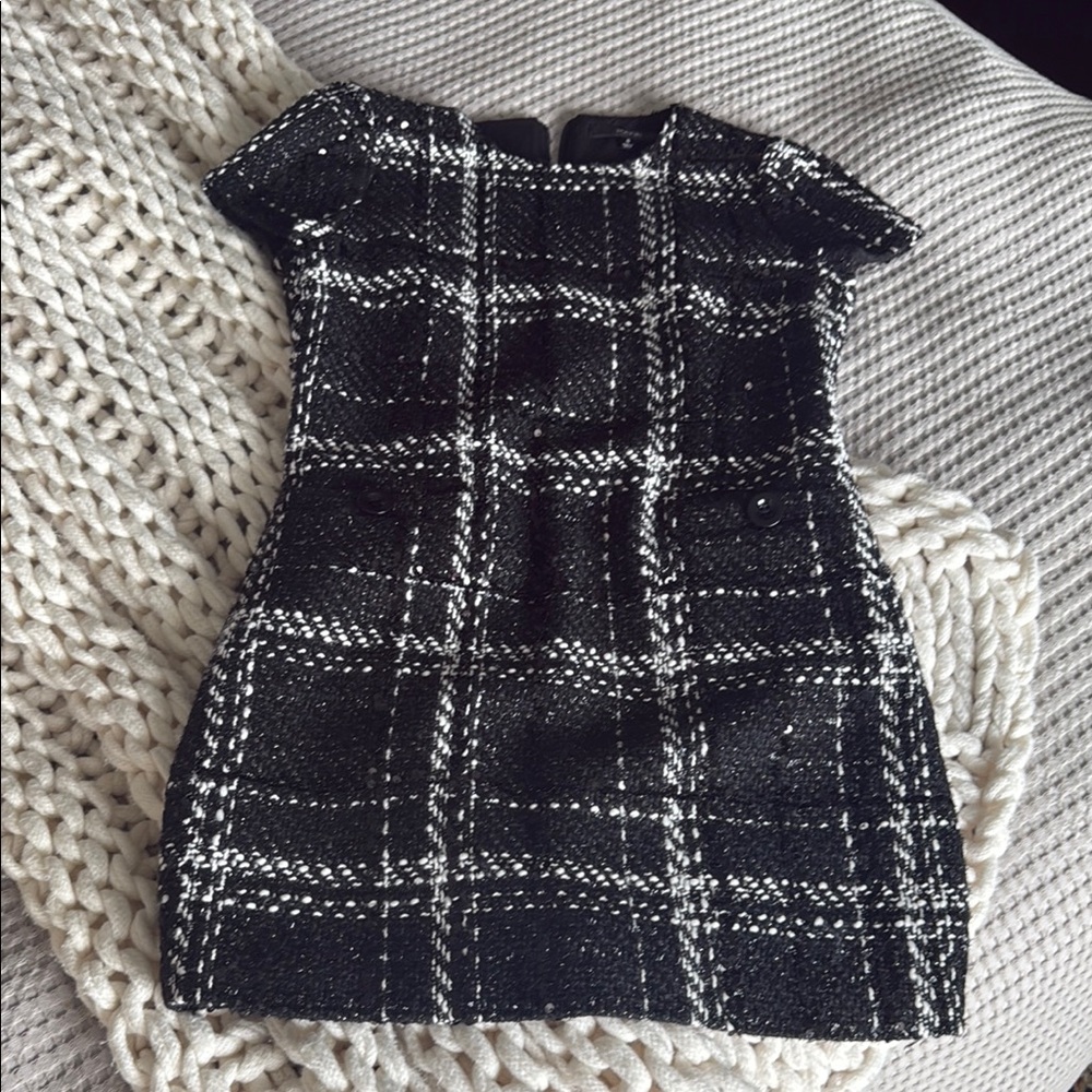 TOCCIN Annie Plaid Tweed Short Sleeve Dress